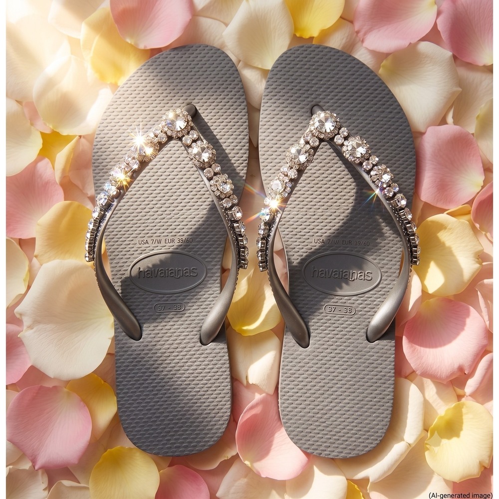 SLLX0063 | W's 6 | Swarovski x Havaianas Timeless Romance flip flops sandals